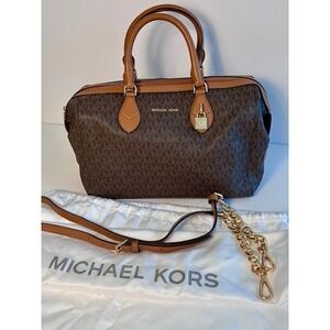 Michael Kors Grayson Large Convertible Satchel Brown w/dust bag/crossbody strap
